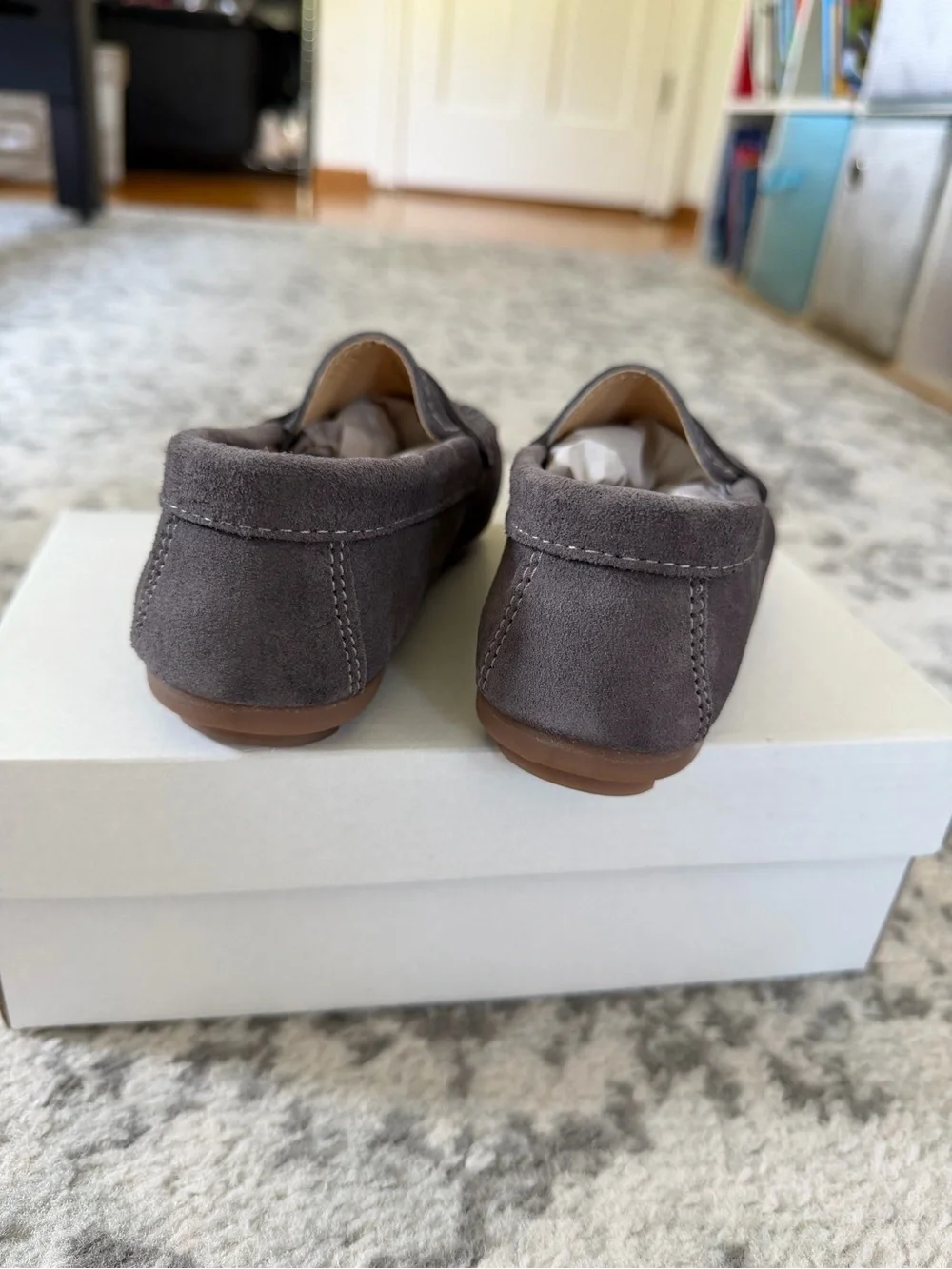 Gray Suede Kids Penny Loafers